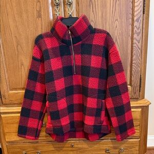 Old Navy women’s Red and Black Checkered Fleece pullover